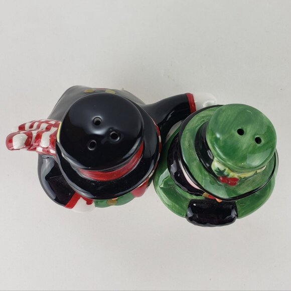 2004 Fitz & Floyd Christmas Holly Jolly Snowman Salt & Pepper Shaker Set - Picture 7 of 8